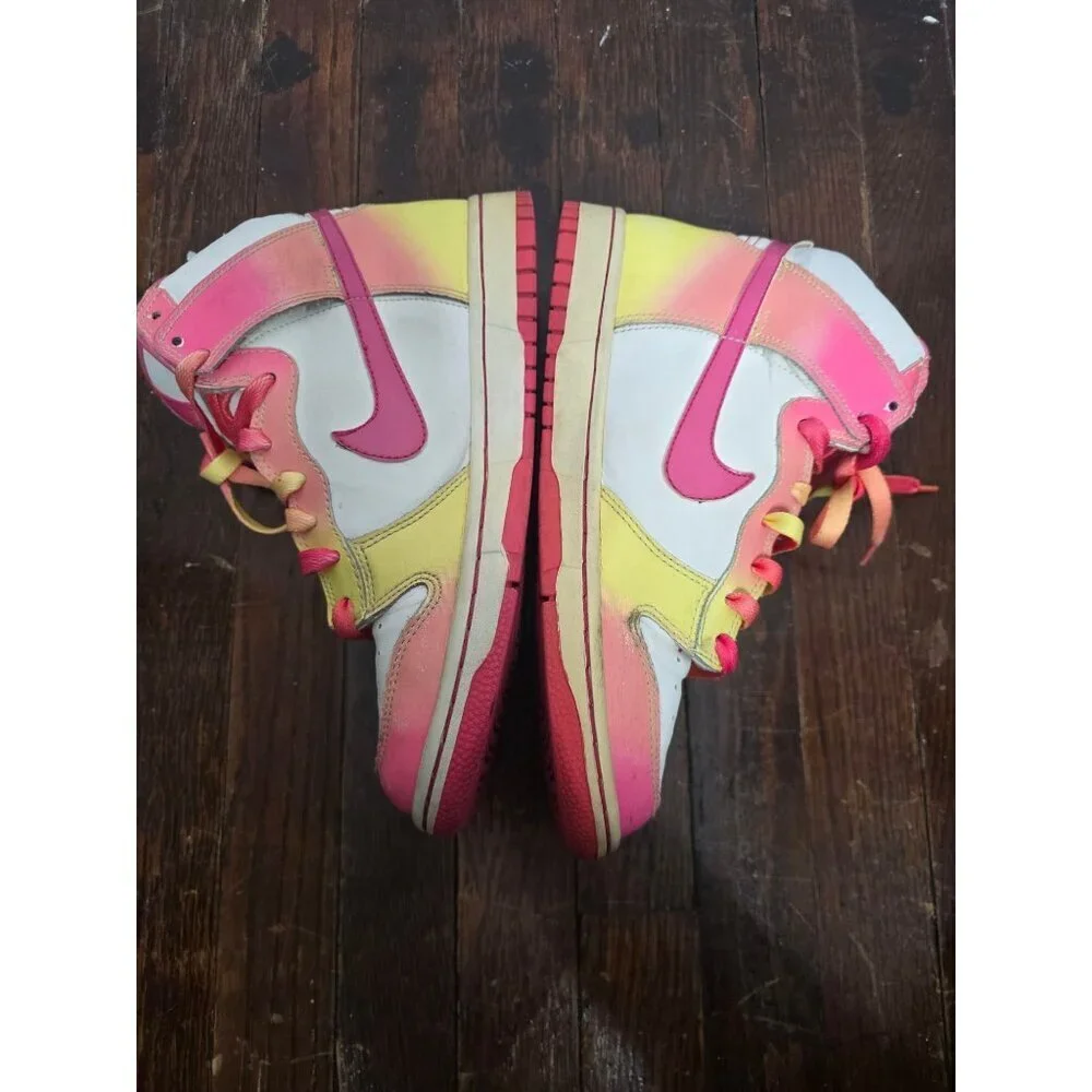 Nike Dunk High GS Rainbow Pink Yellow Sneaker6 Y